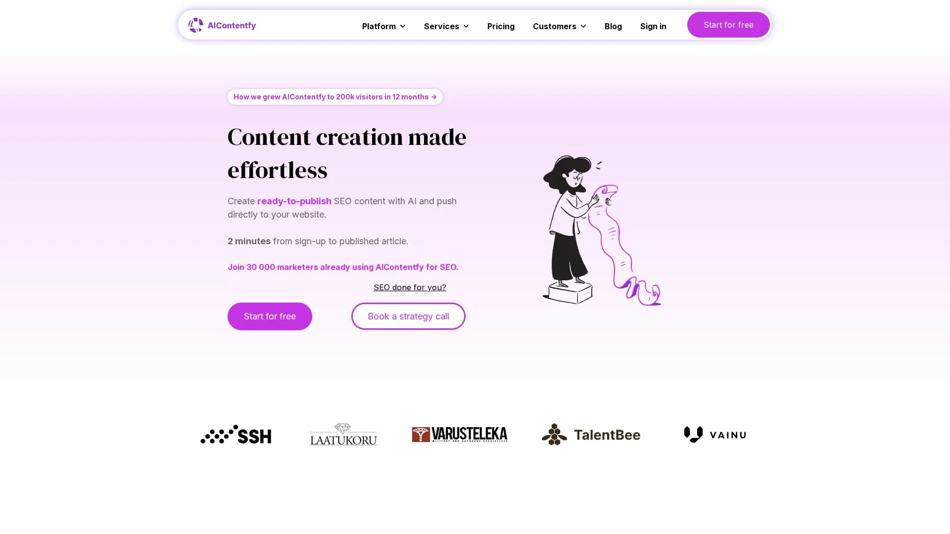 aicontentfy homepage