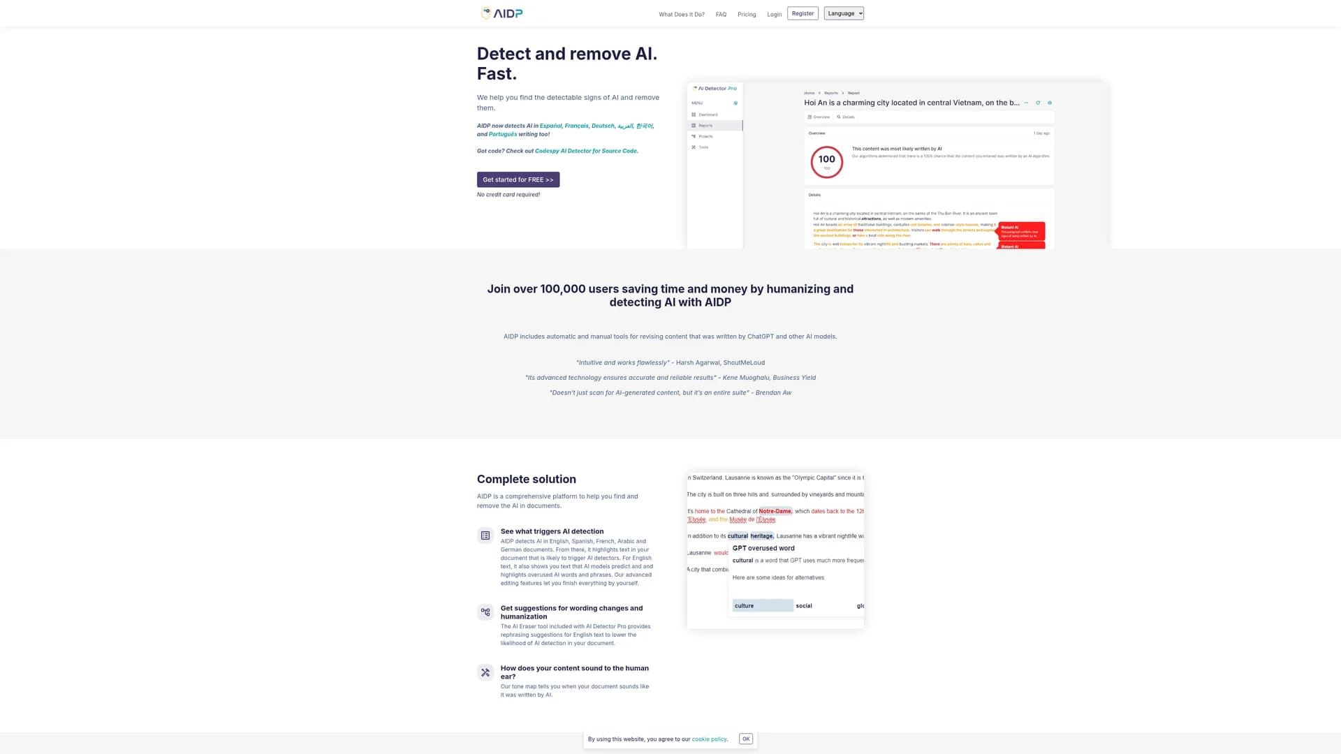aidetector-pro homepage