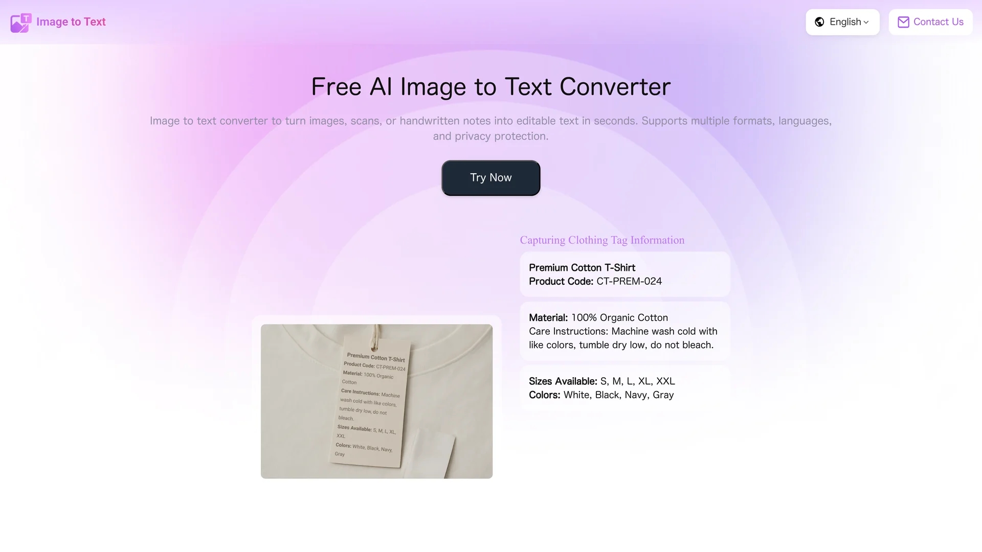 aiimagetotext homepage