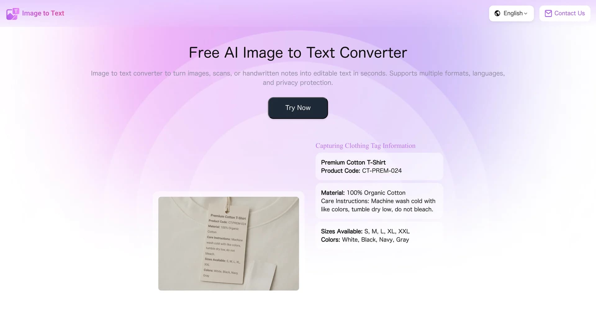 aiimagetotext homepage