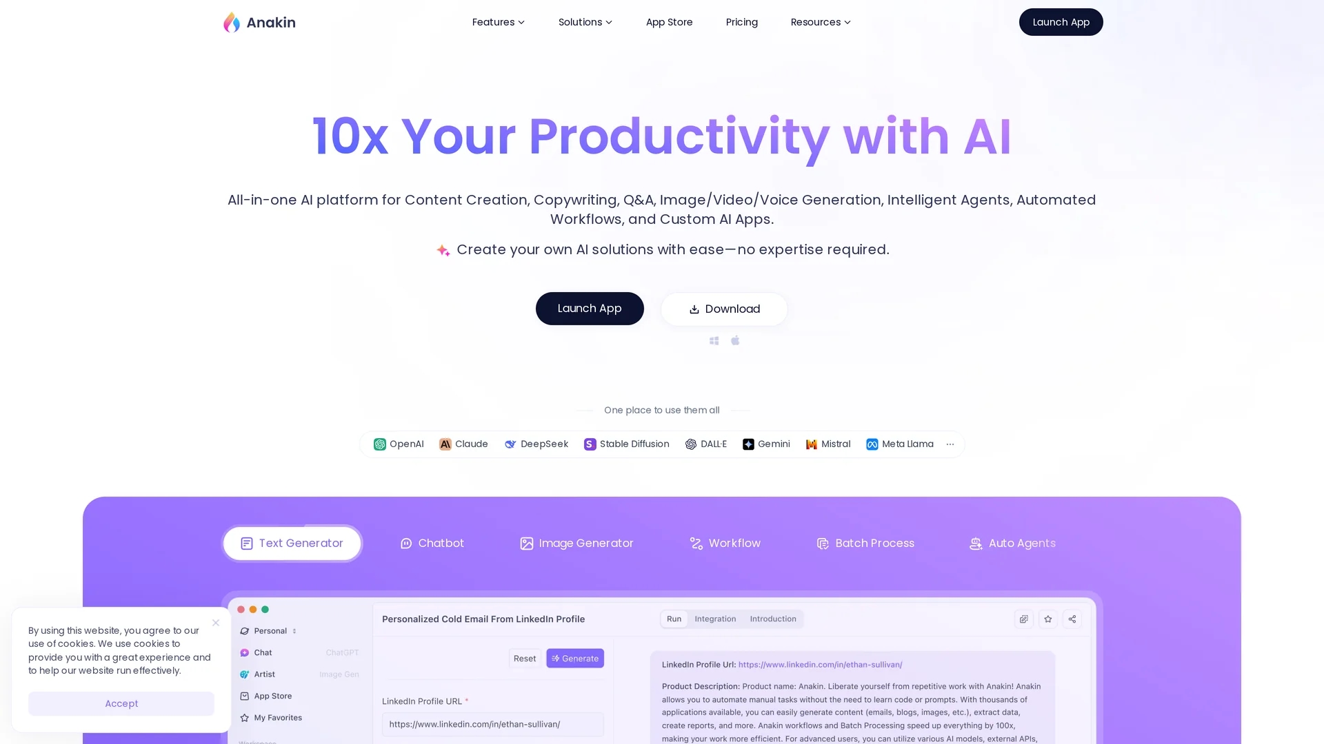 anakin-ai homepage
