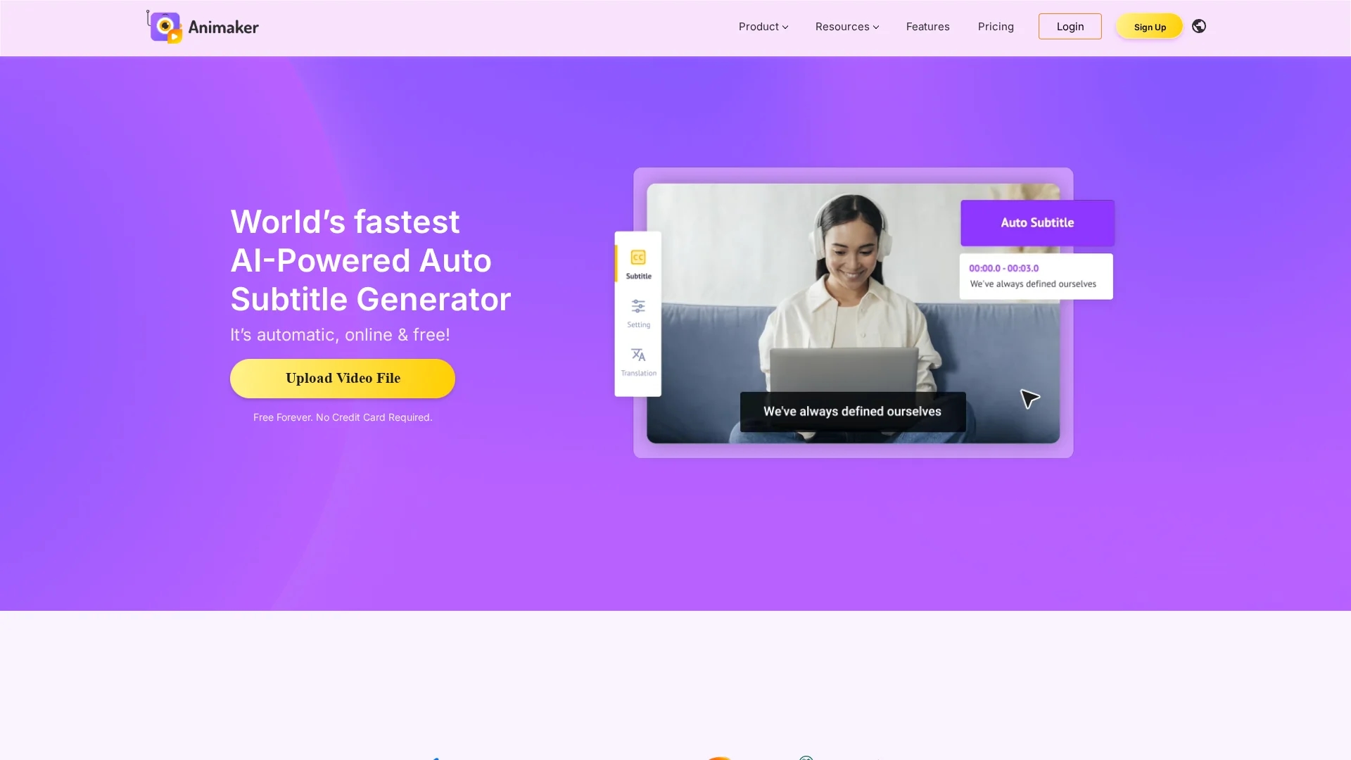 animakers-subtitle-generator homepage