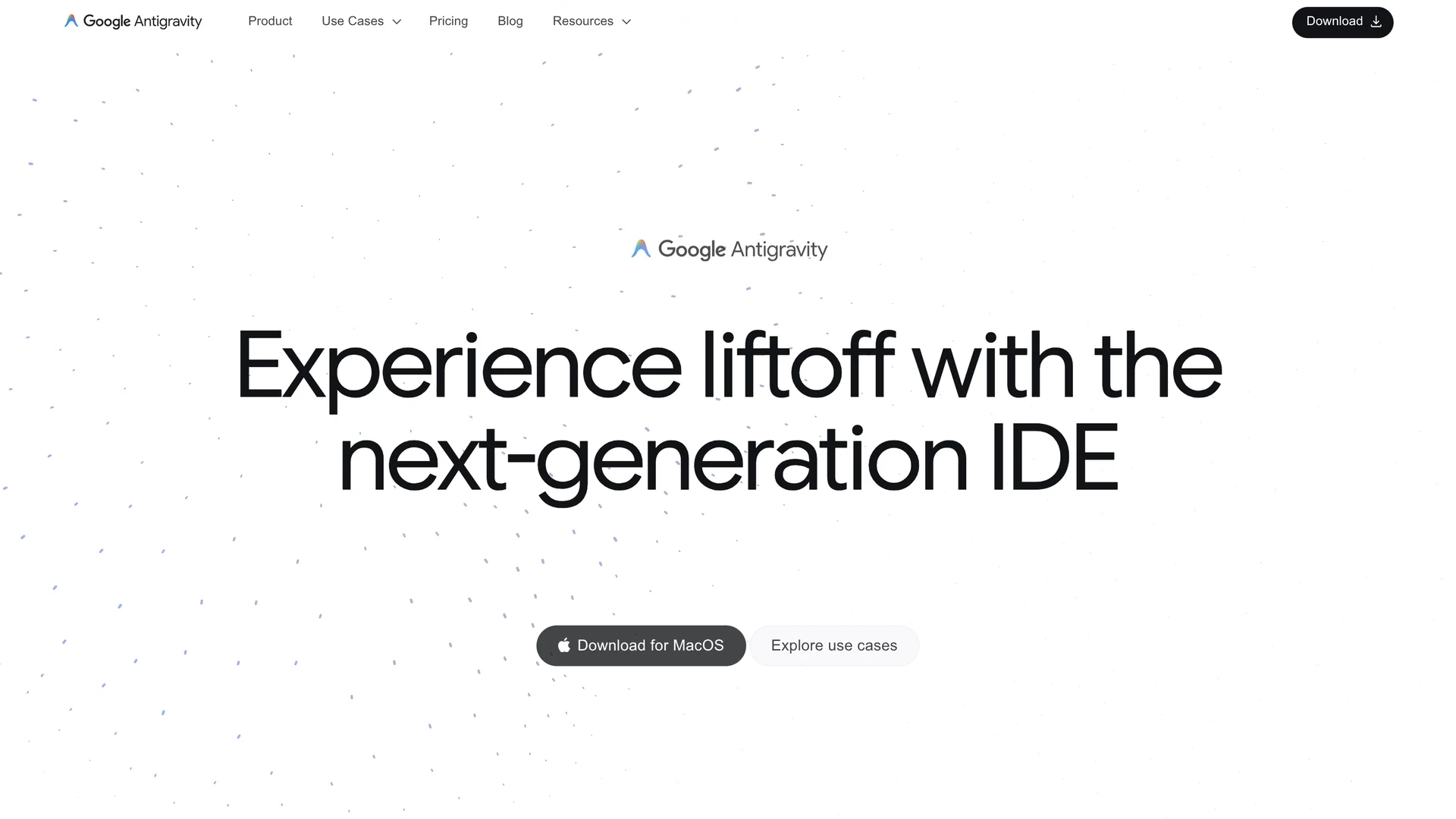 antigravity-google homepage