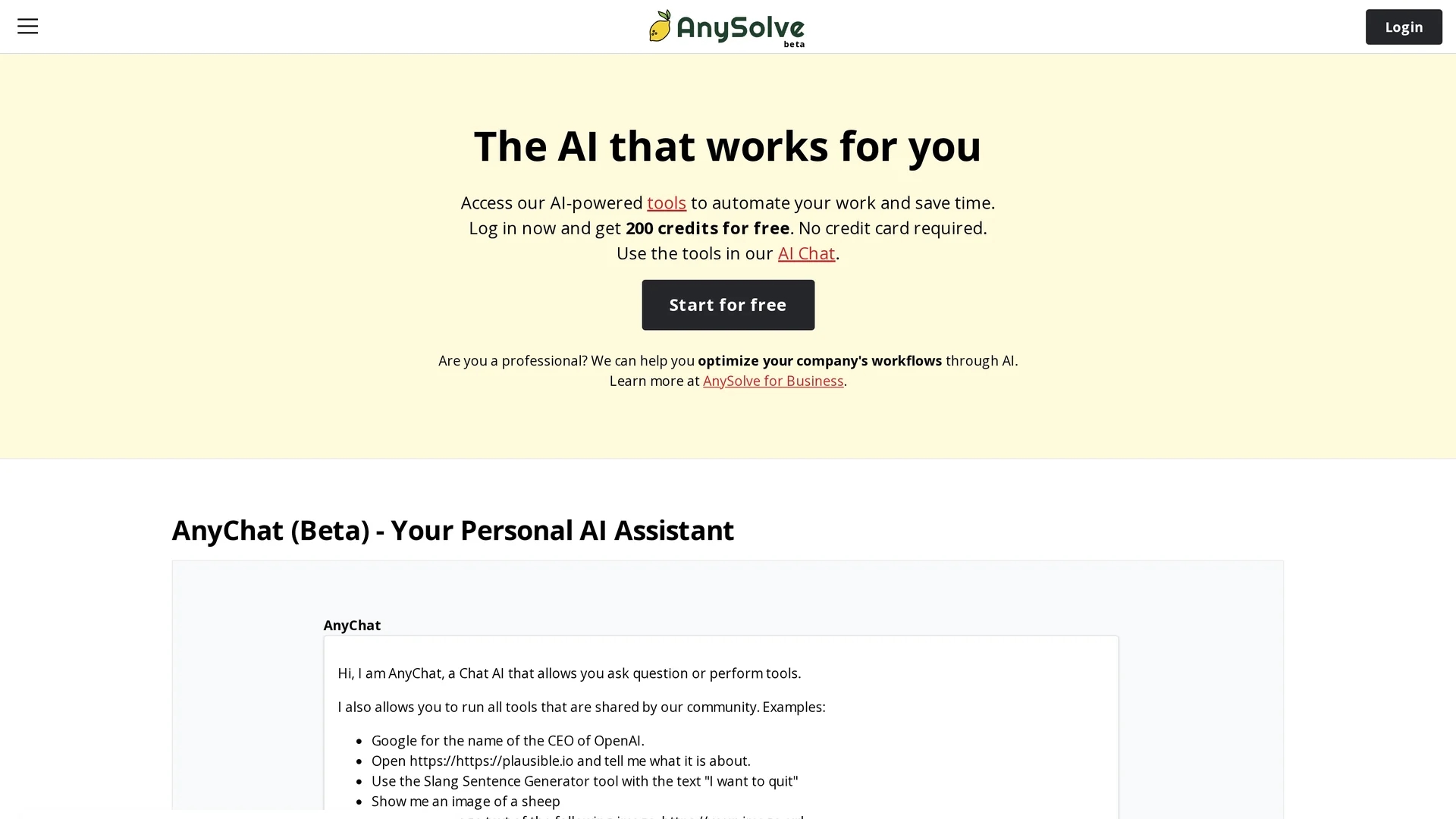 anysolve-ai homepage