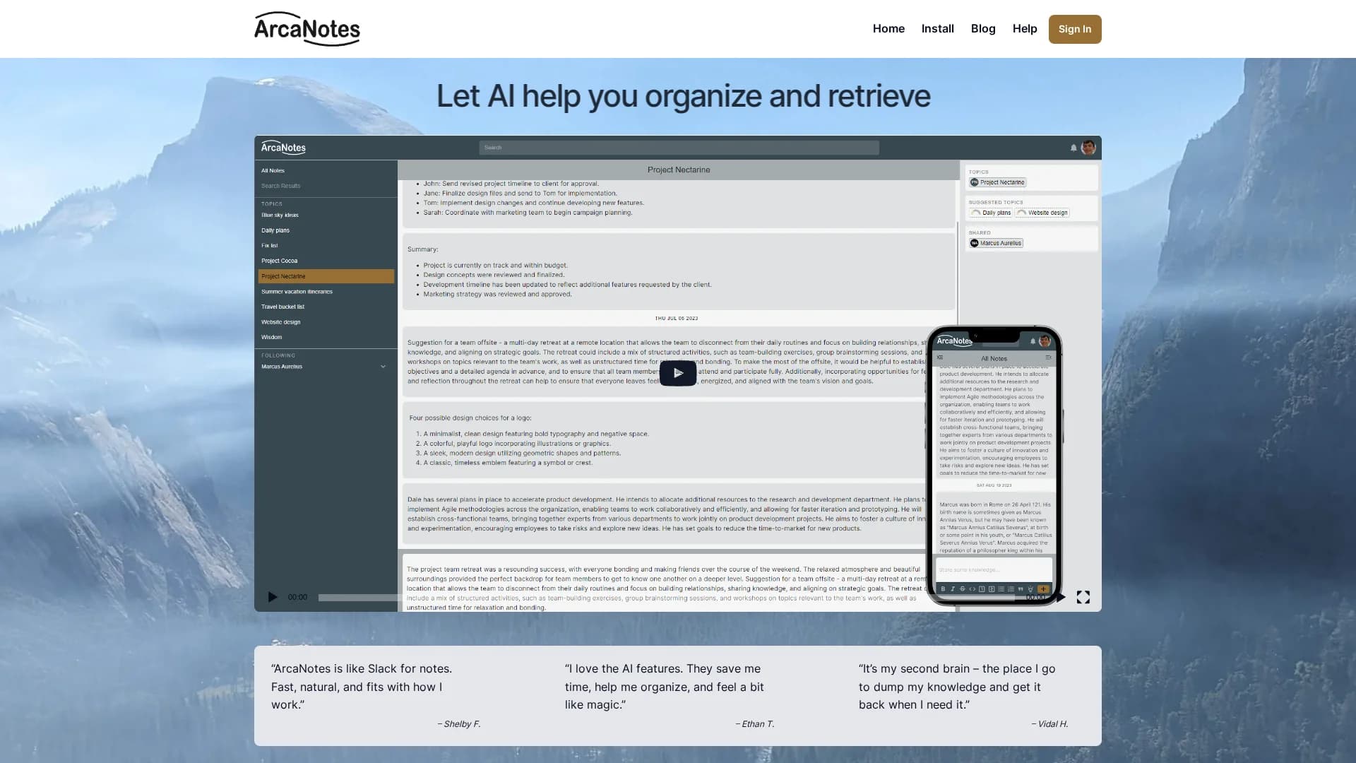 arcanotes homepage