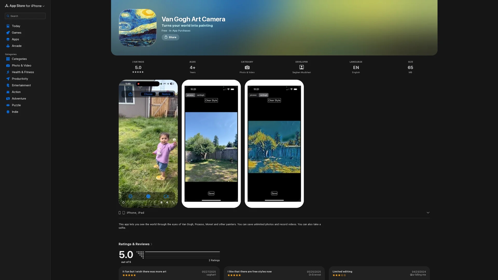 art-filter-for-camera homepage