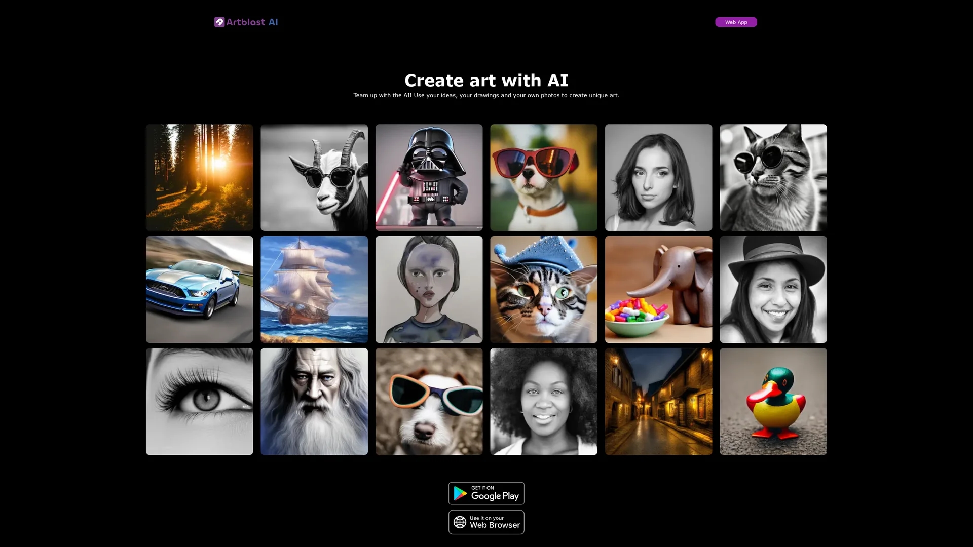 artblastai homepage