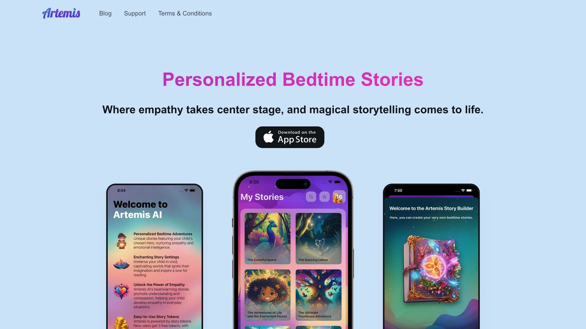 artemis-ai-bedtime-stories-with-heart homepage