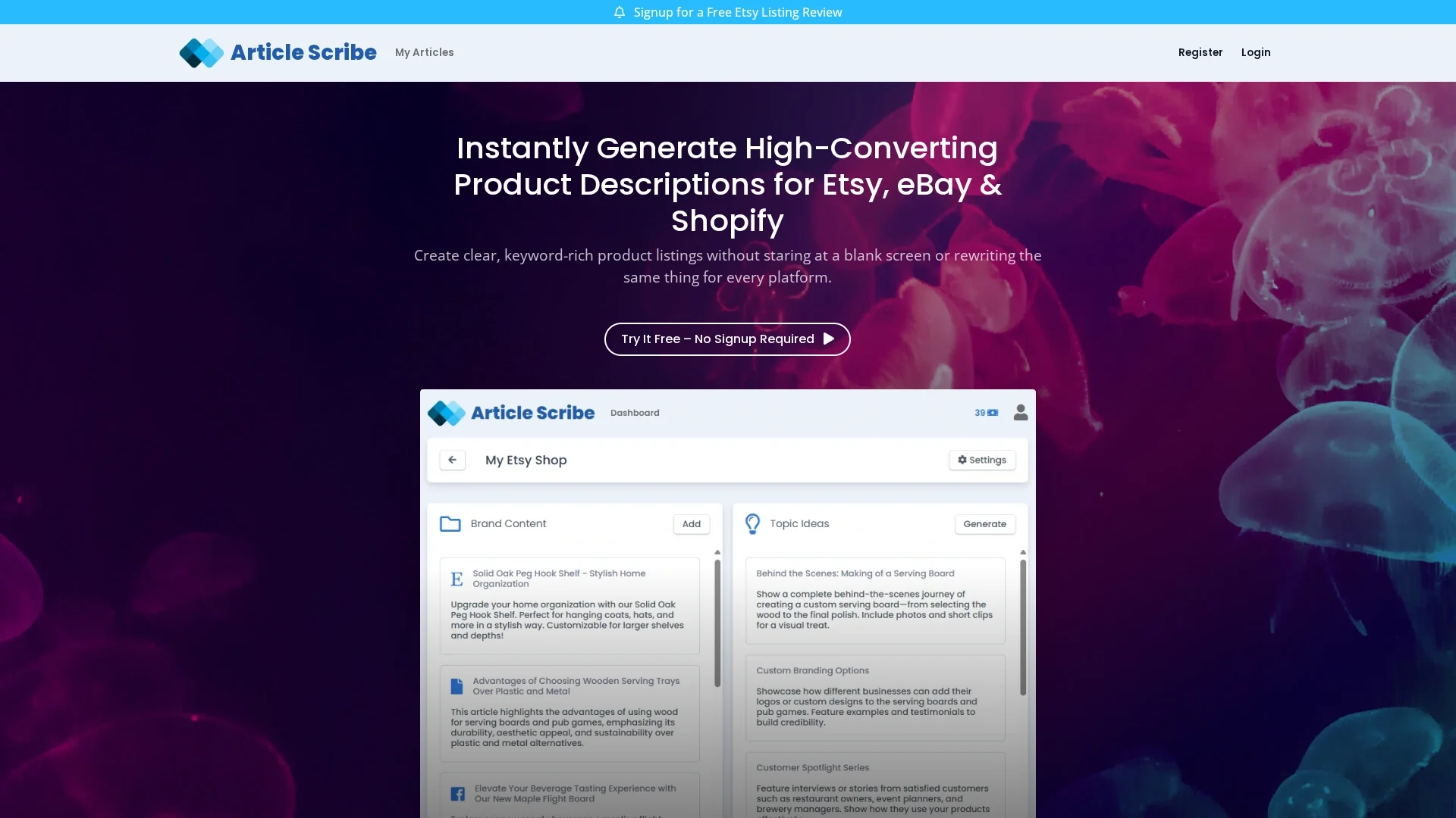 article-scribe homepage