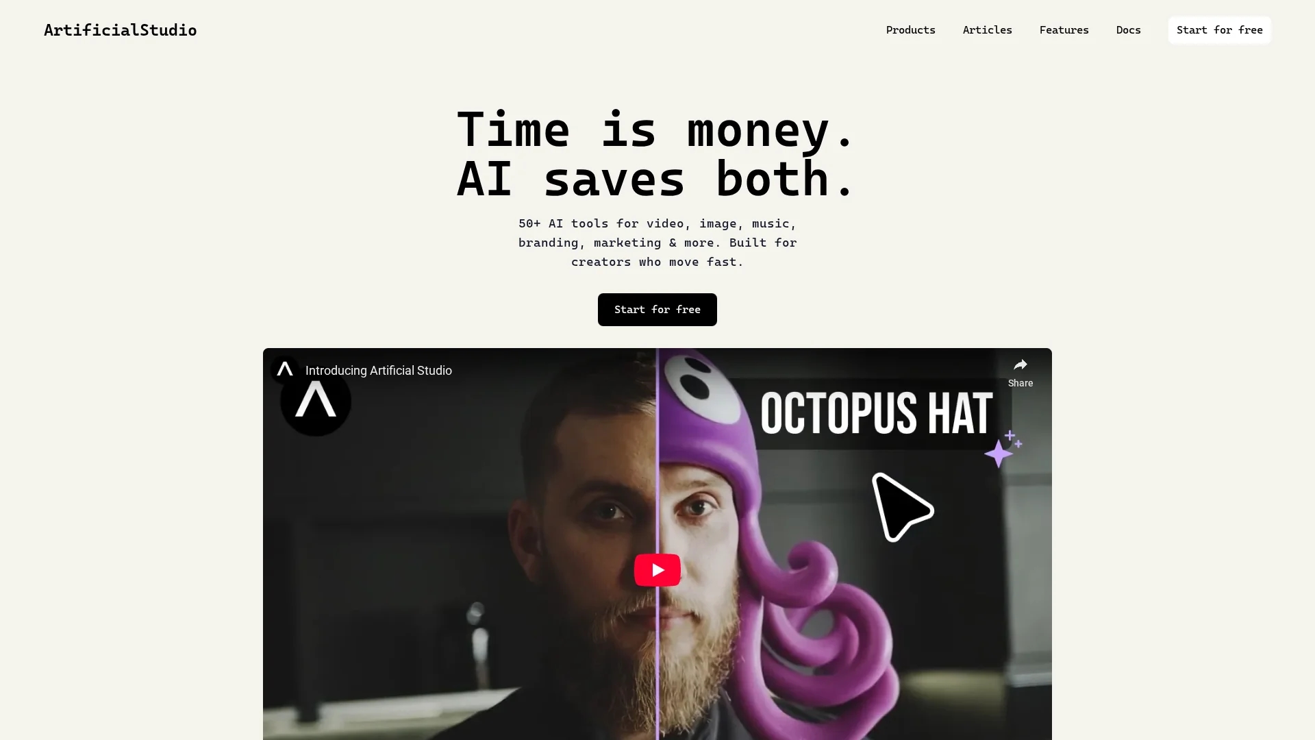 artificial-studio homepage