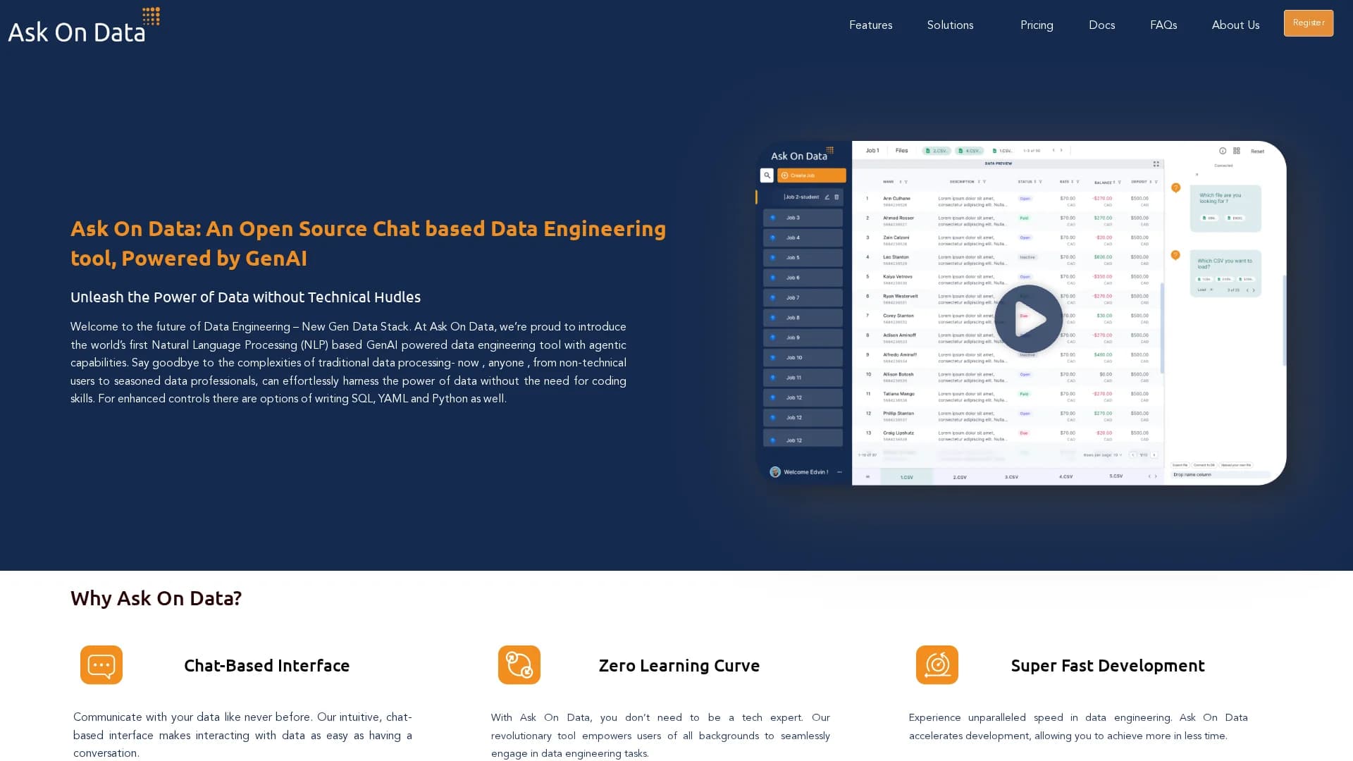 ask-on-data homepage