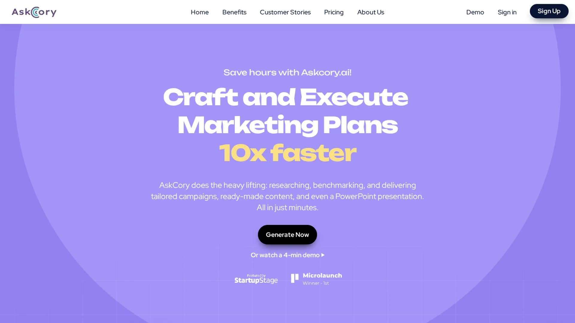 askcory-ai homepage