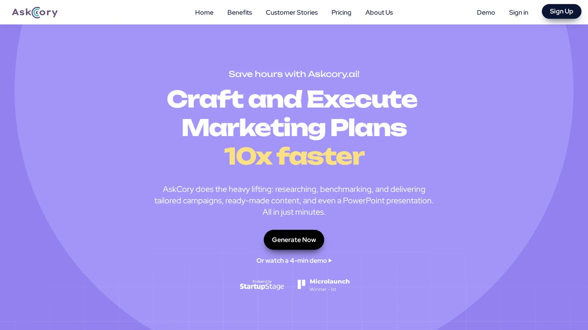 askcory-ai homepage