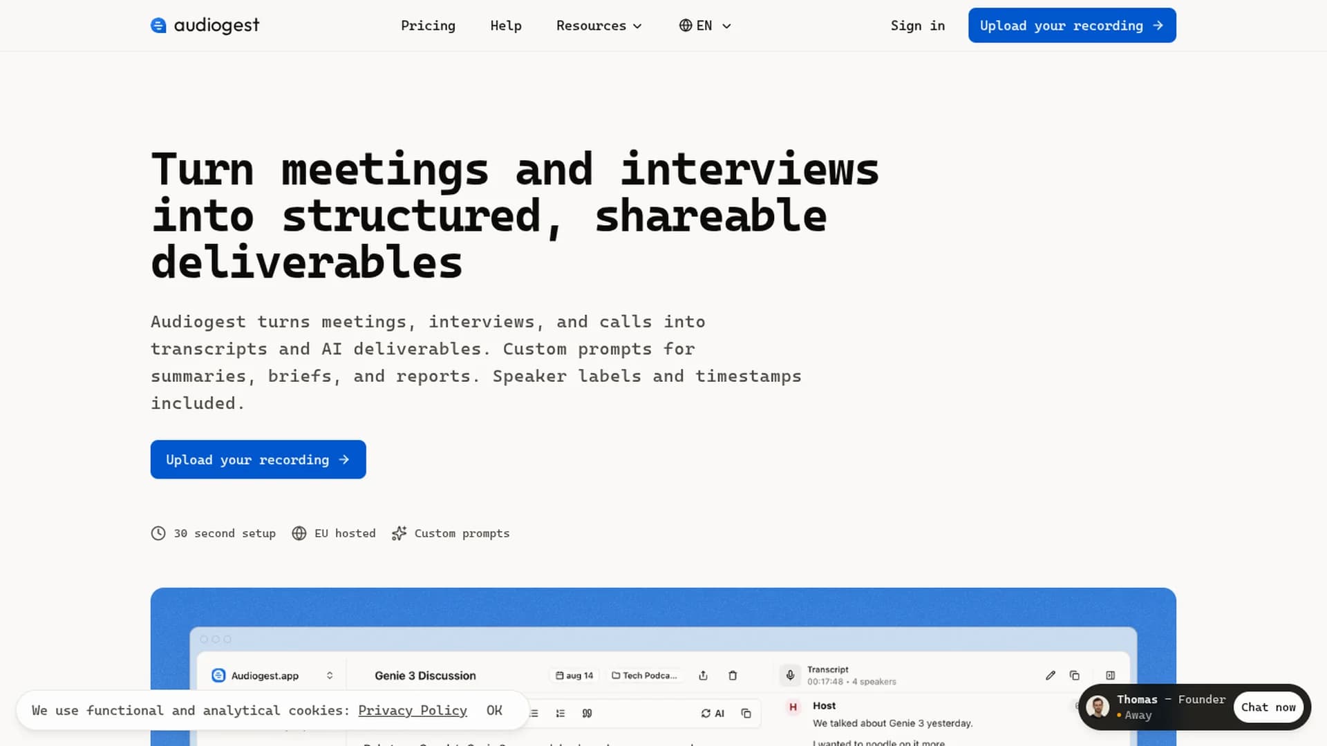 audiogest-app homepage