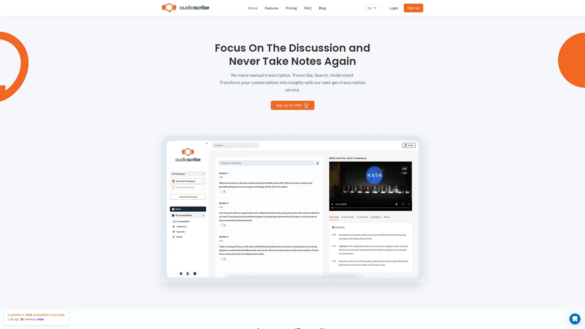 audioscribe-io homepage