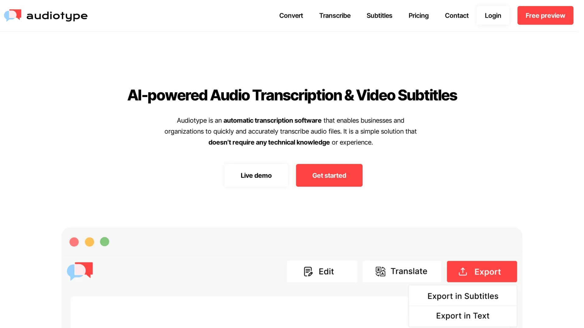 audiotype homepage