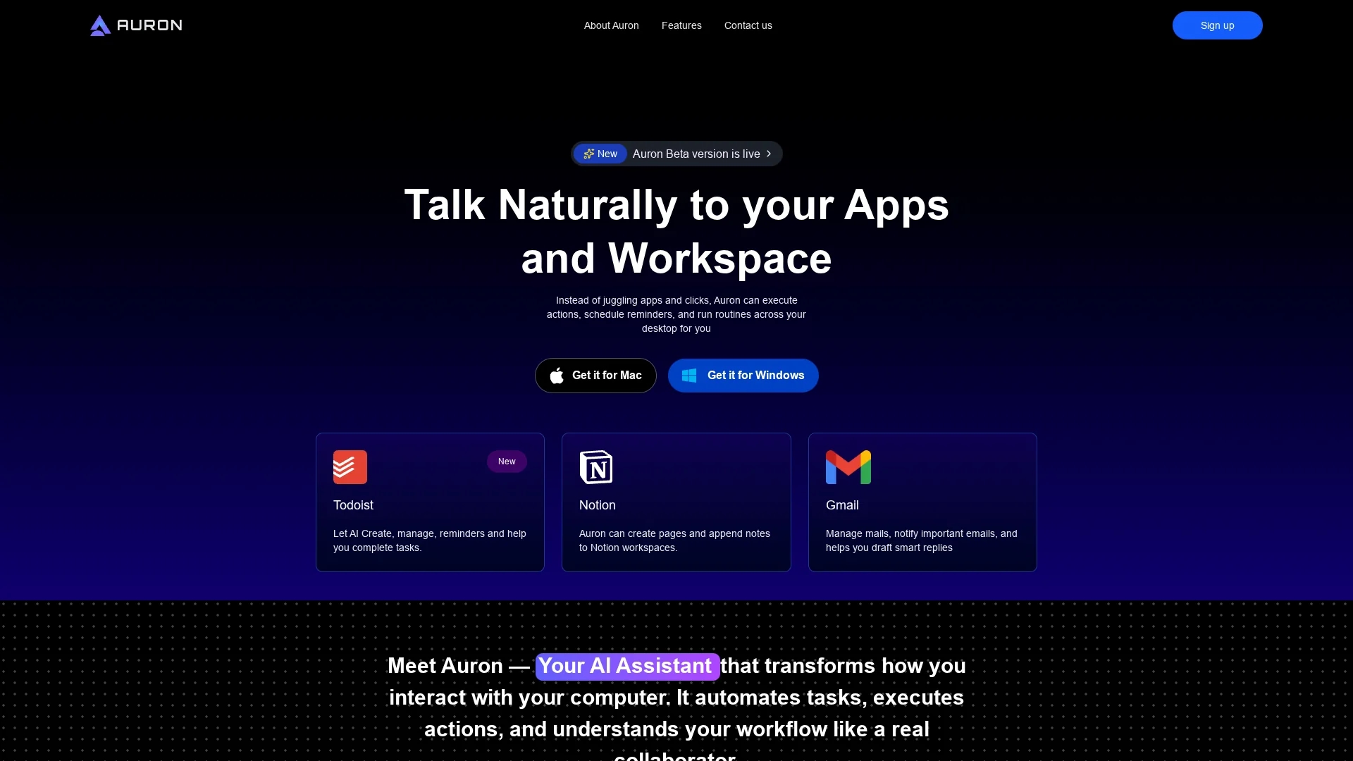 auron homepage