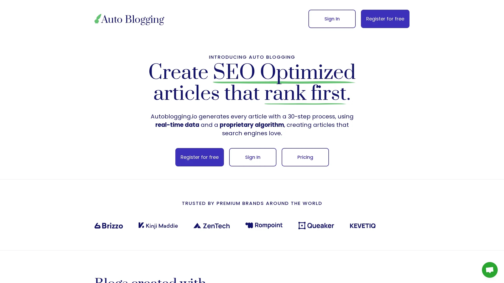 auto-blogging homepage