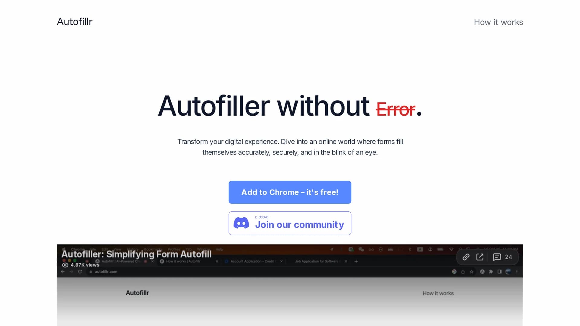 autofillr homepage