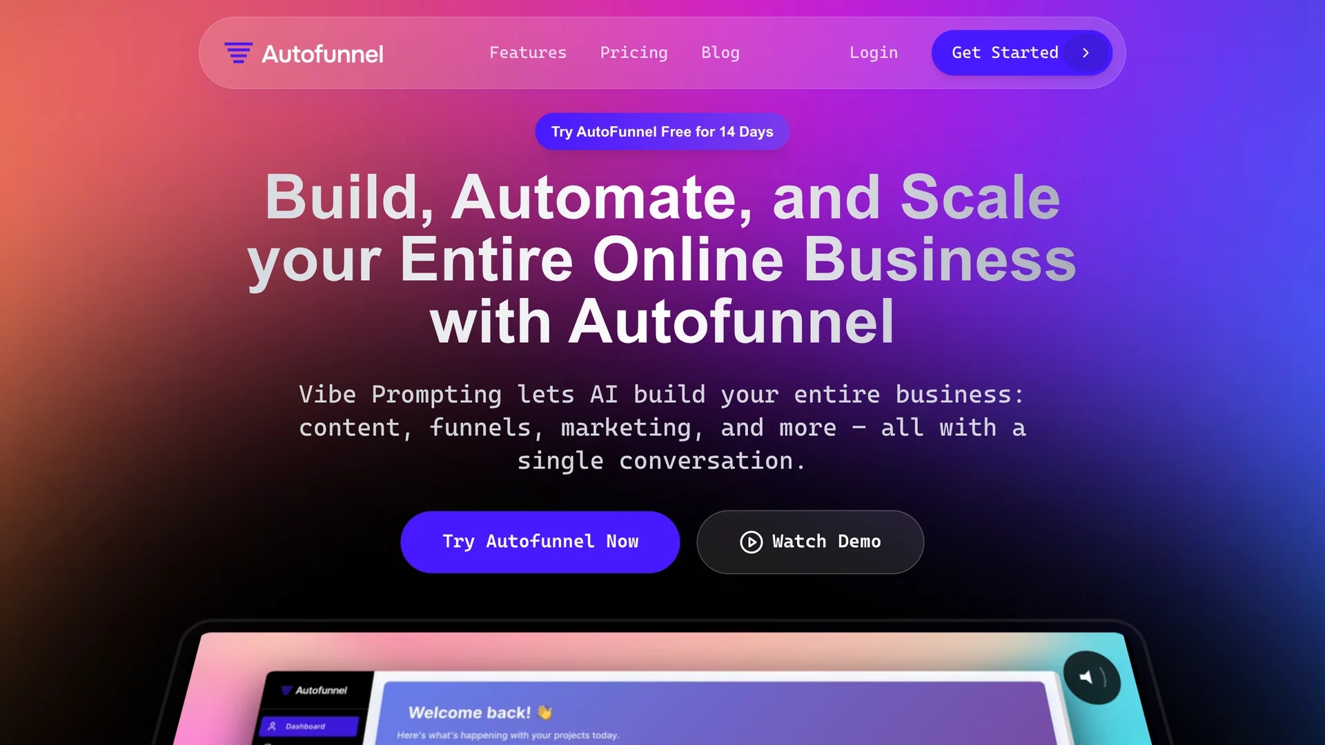 autofunnel homepage