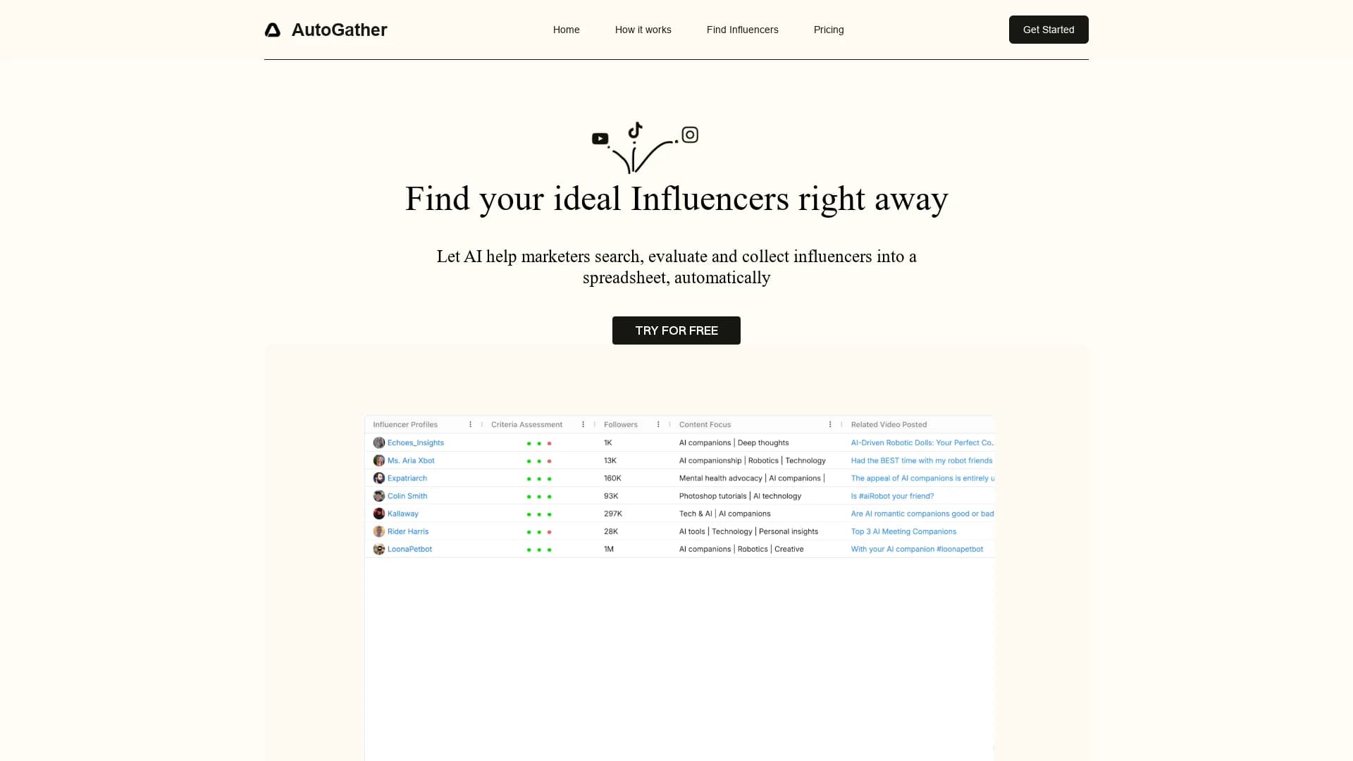 autogather homepage