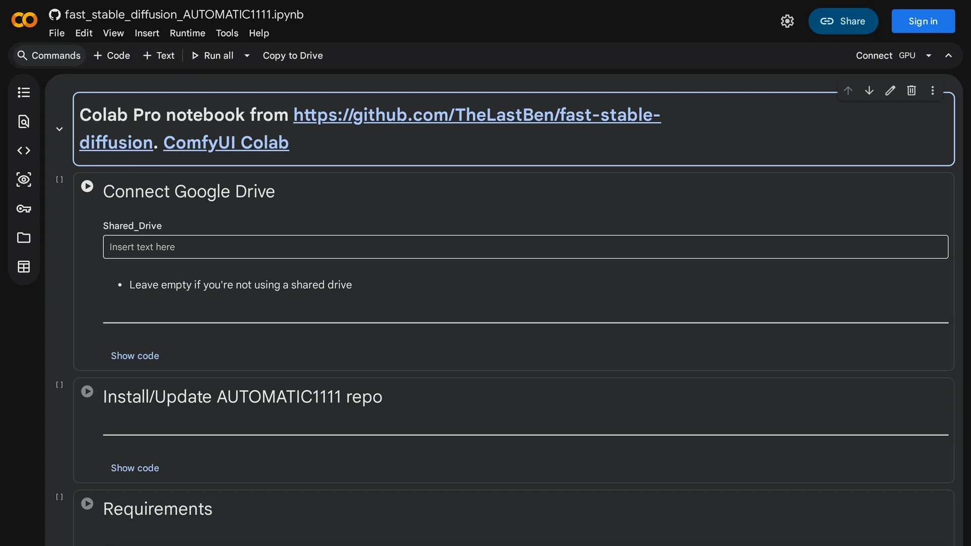 automatic-1111 homepage