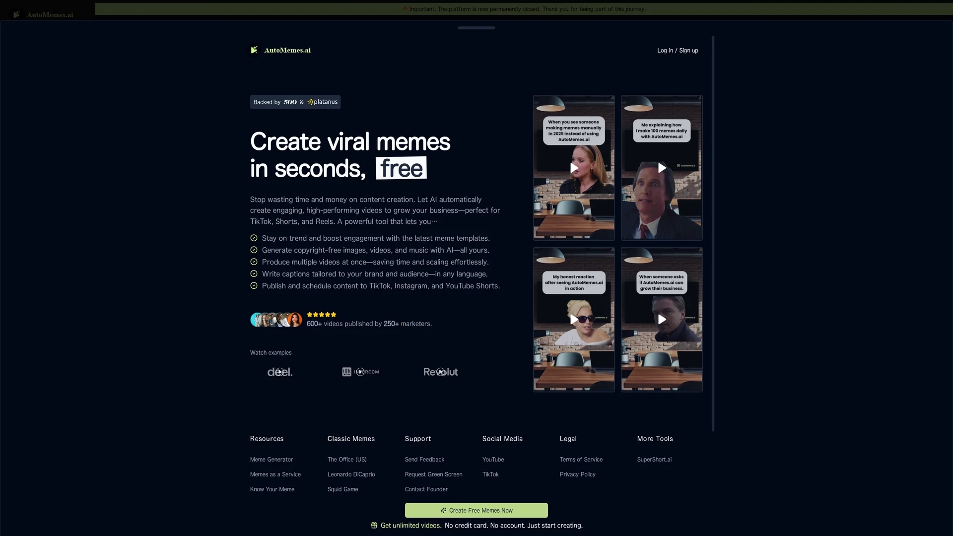 automemes-ai homepage