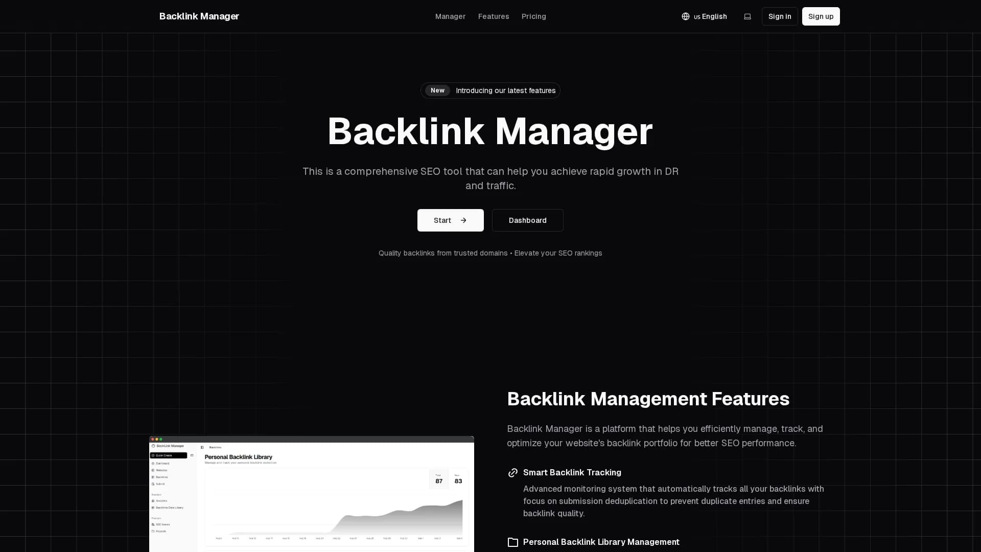 backlink-manager homepage