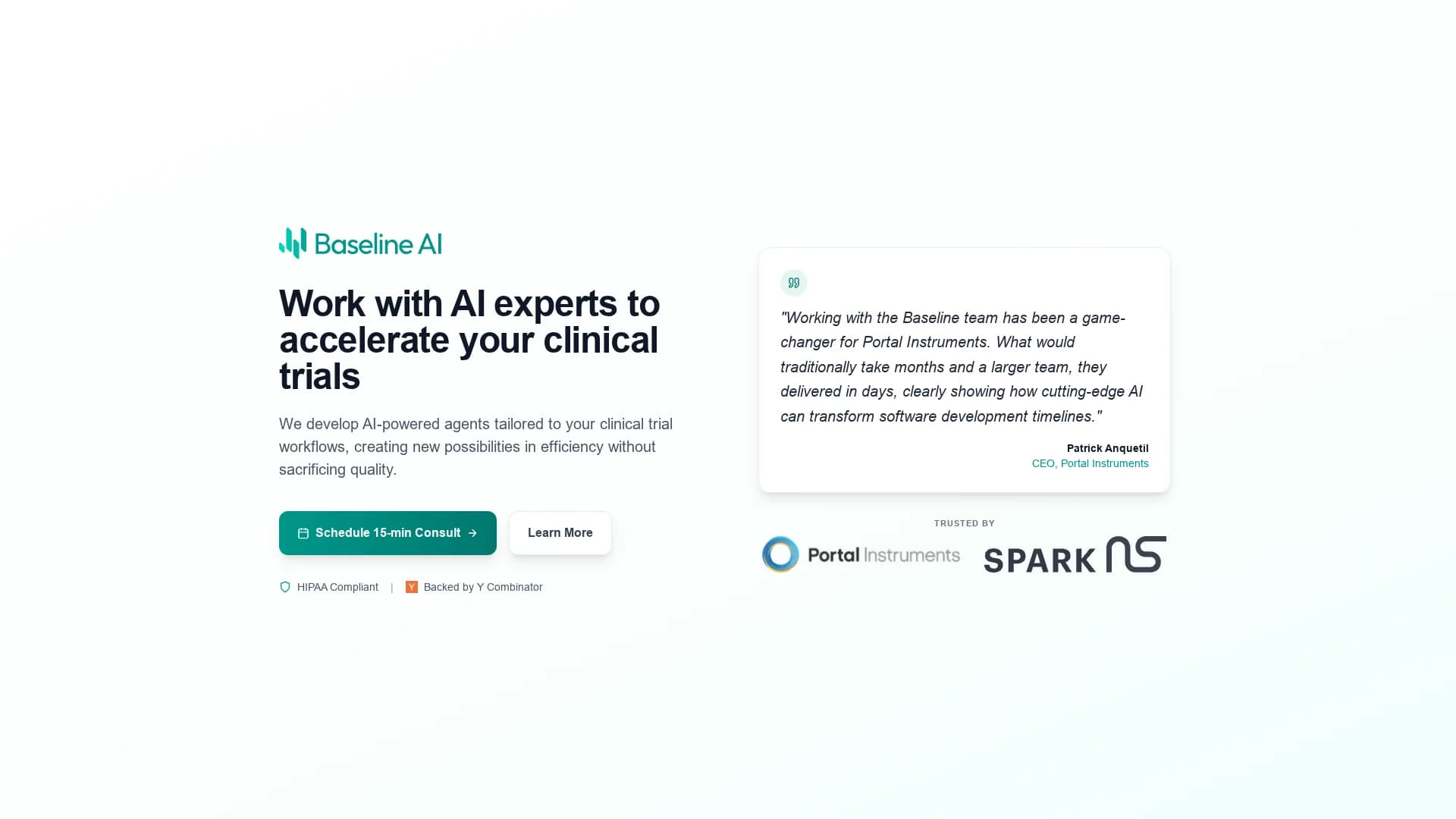 baseline-ai homepage