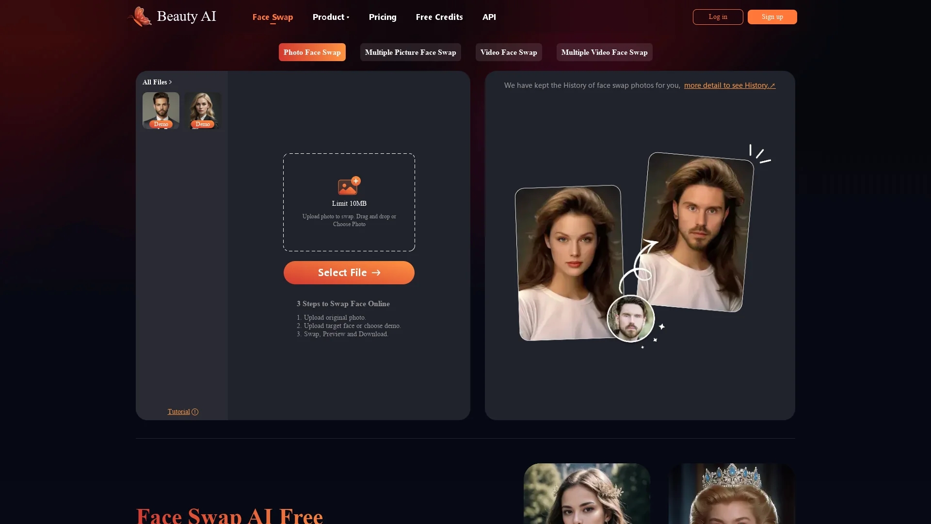 beauty-ai-face-swap homepage