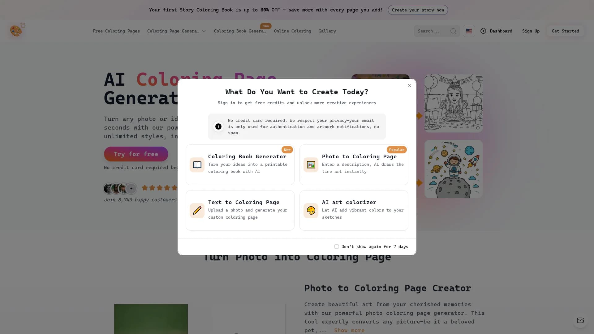bestcoloringpages-ai homepage
