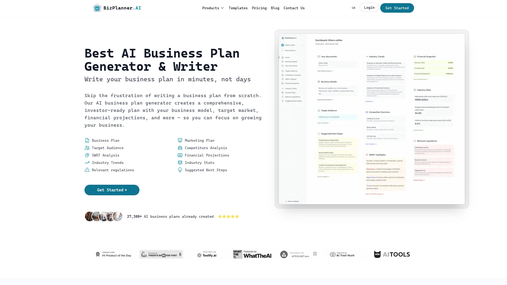 bizplannerai homepage