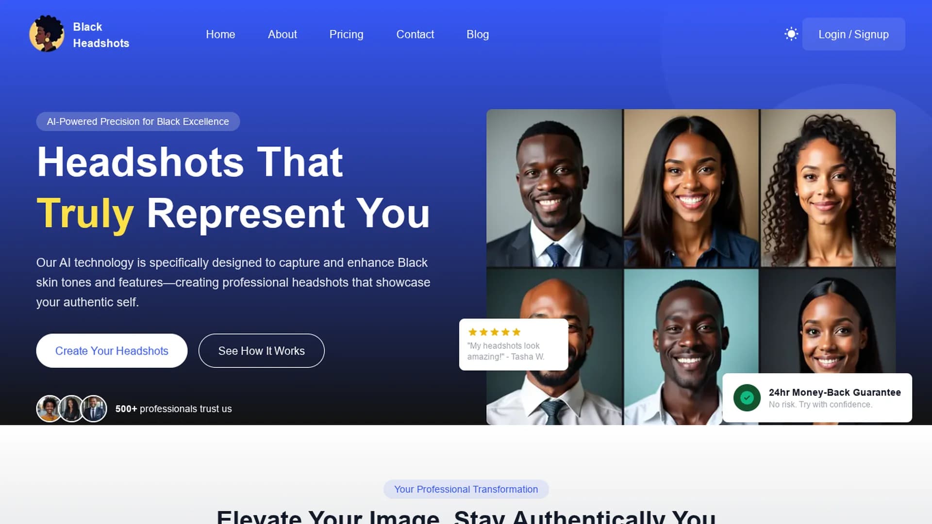 black-headshots-ai homepage