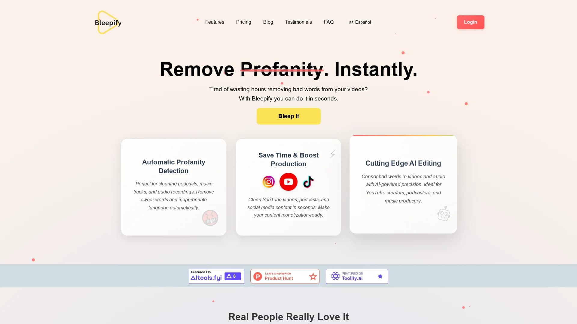 bleepify homepage