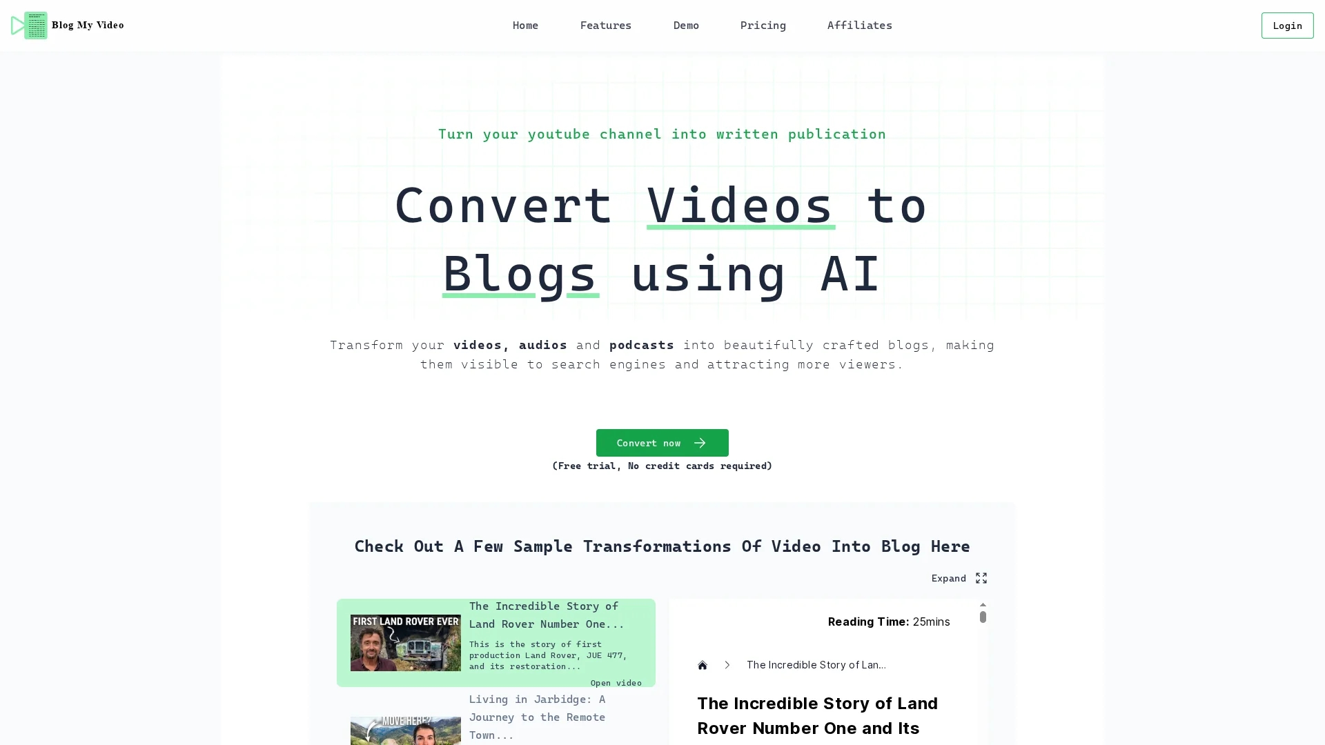 blogmyvideo homepage