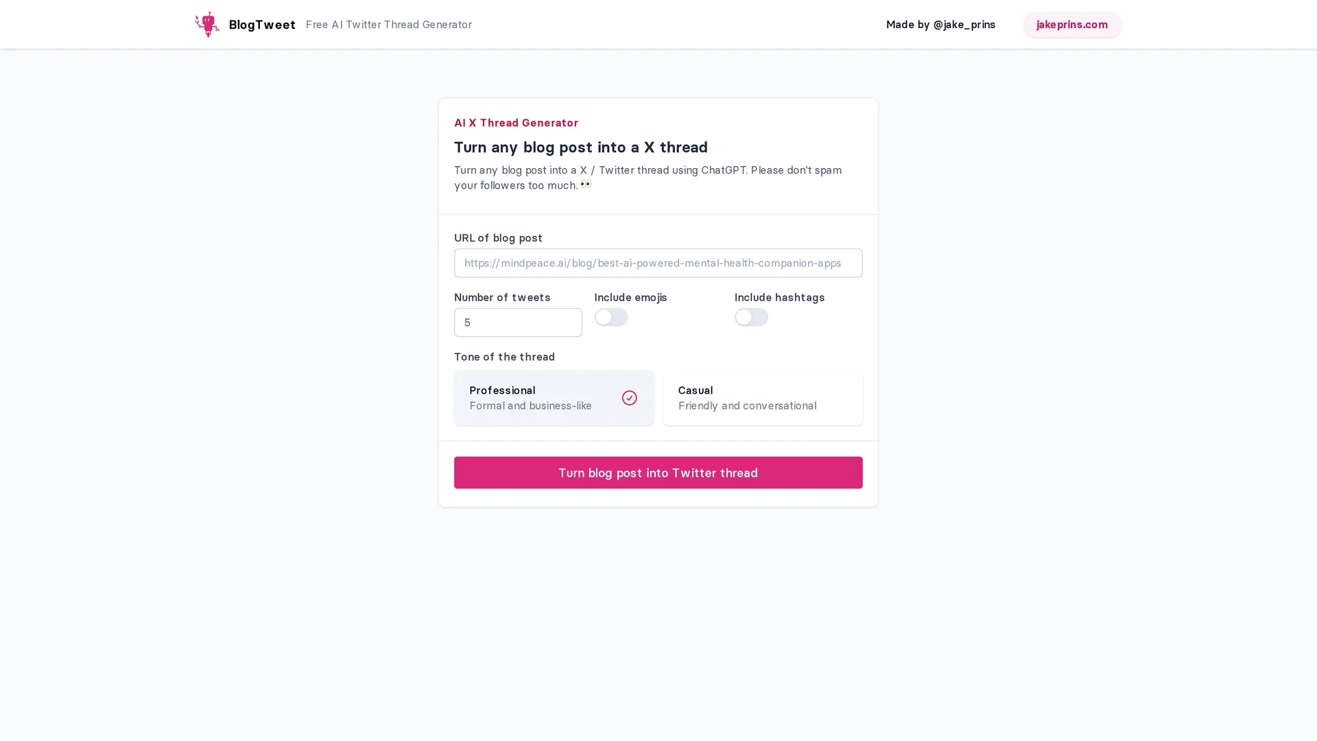 blogtweet homepage