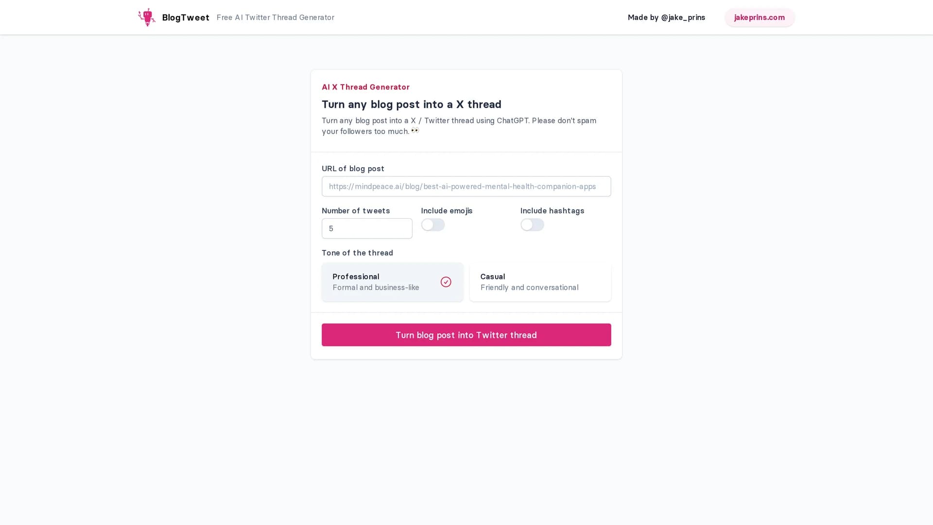 blogtweet homepage