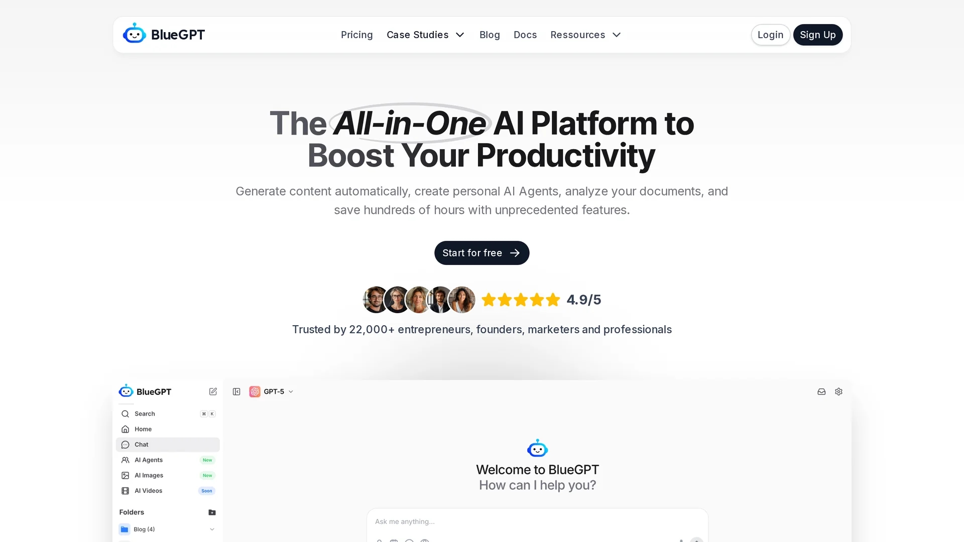 bluegpt homepage