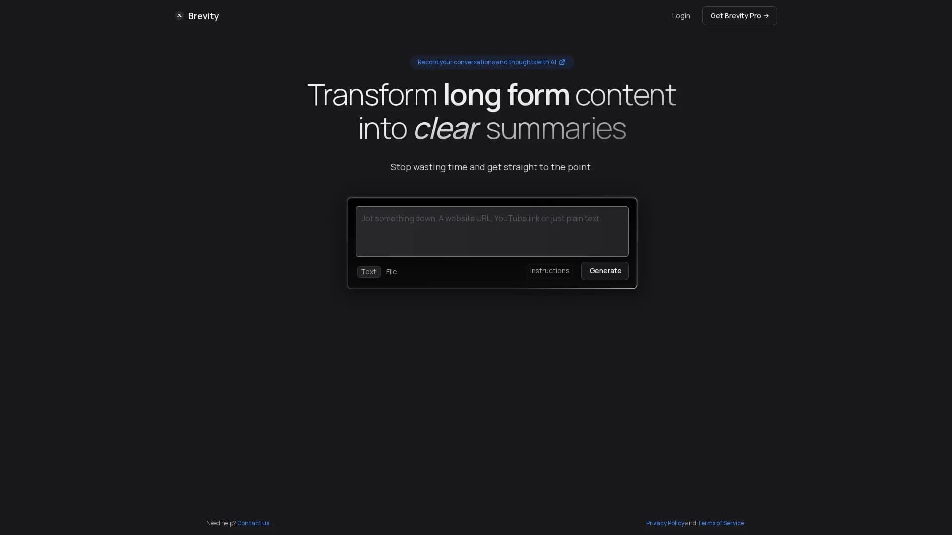 brevity homepage