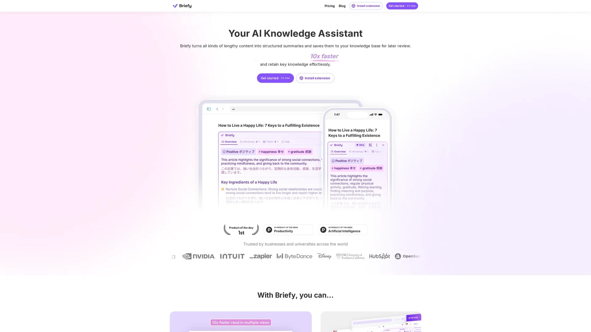 briefy homepage