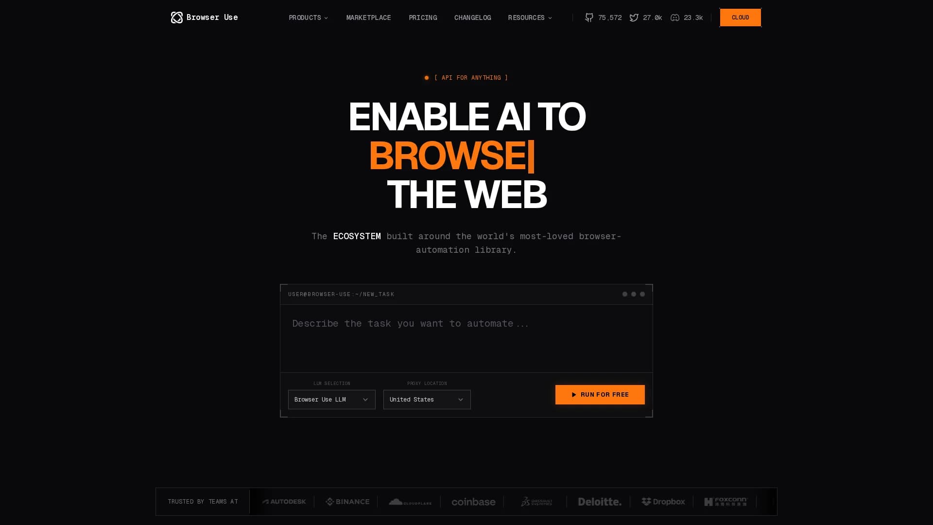 browser-use homepage