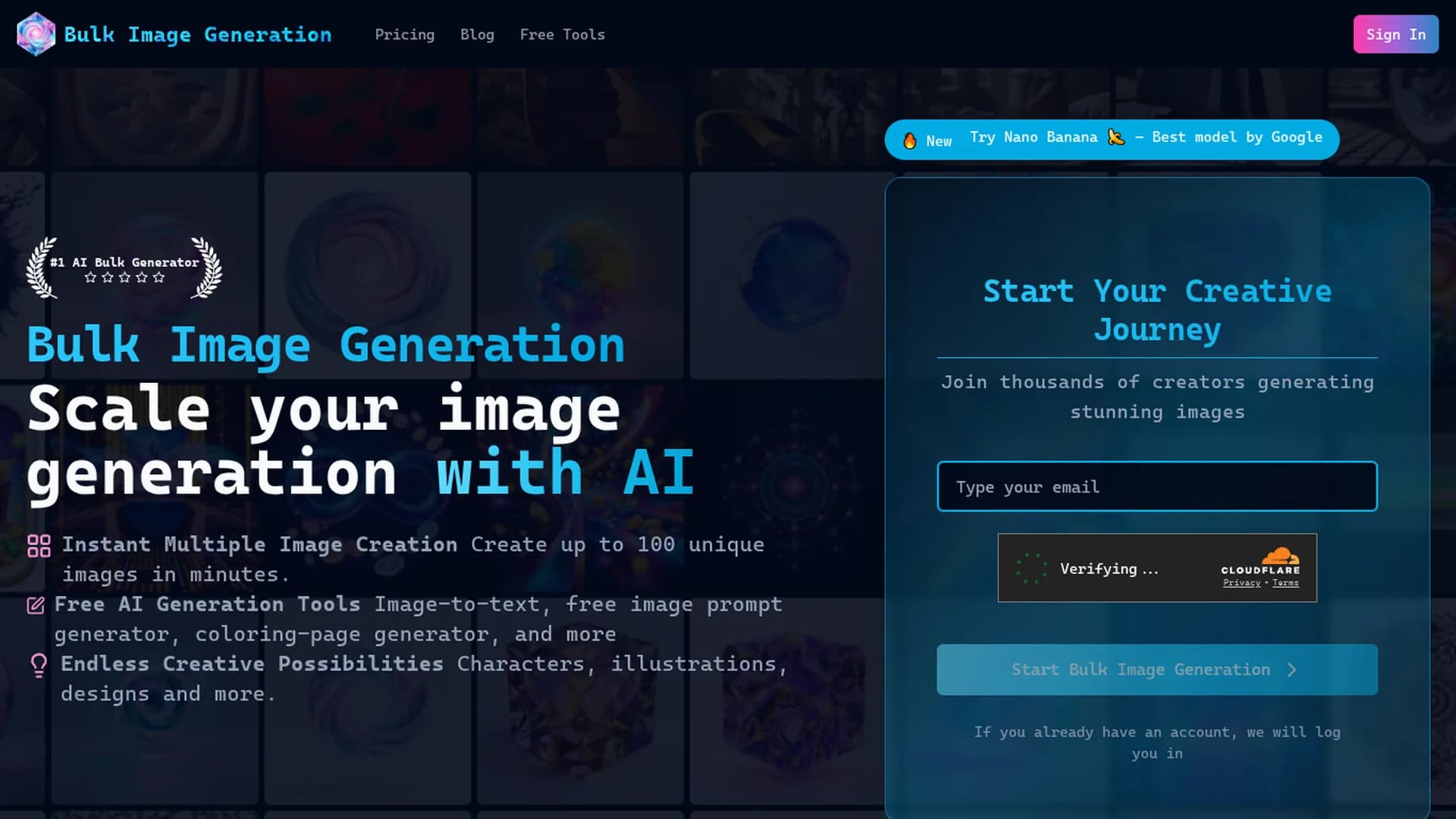 bulk-image-generation homepage