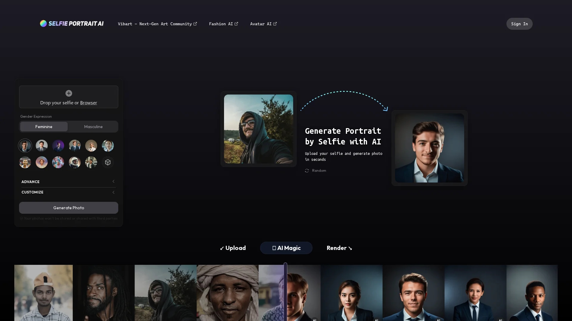 business-portrait-ai homepage