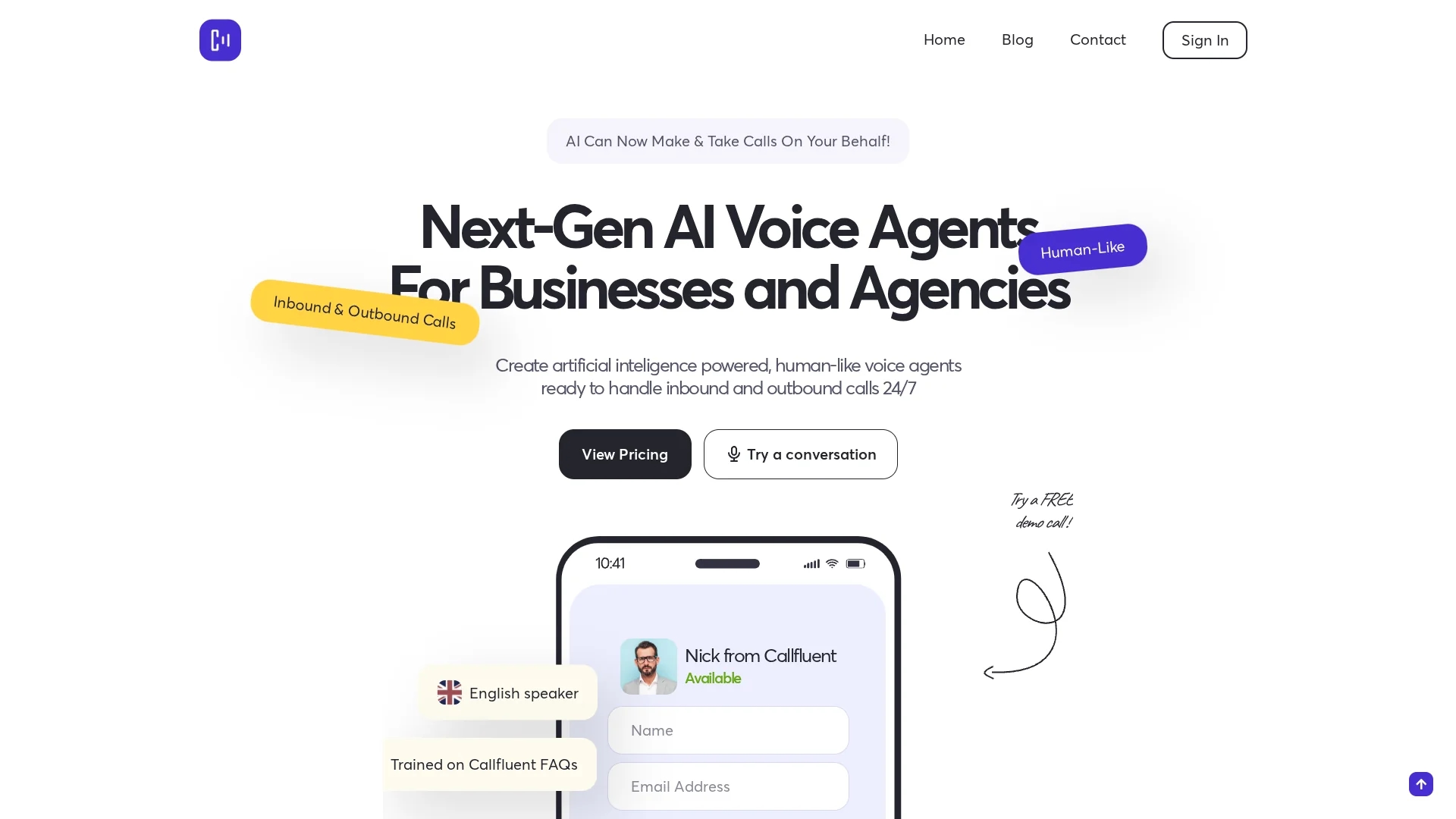 callfluent-ai homepage