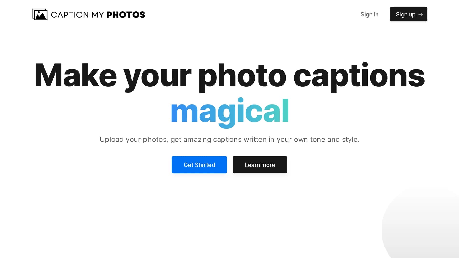 caption-my-photos homepage