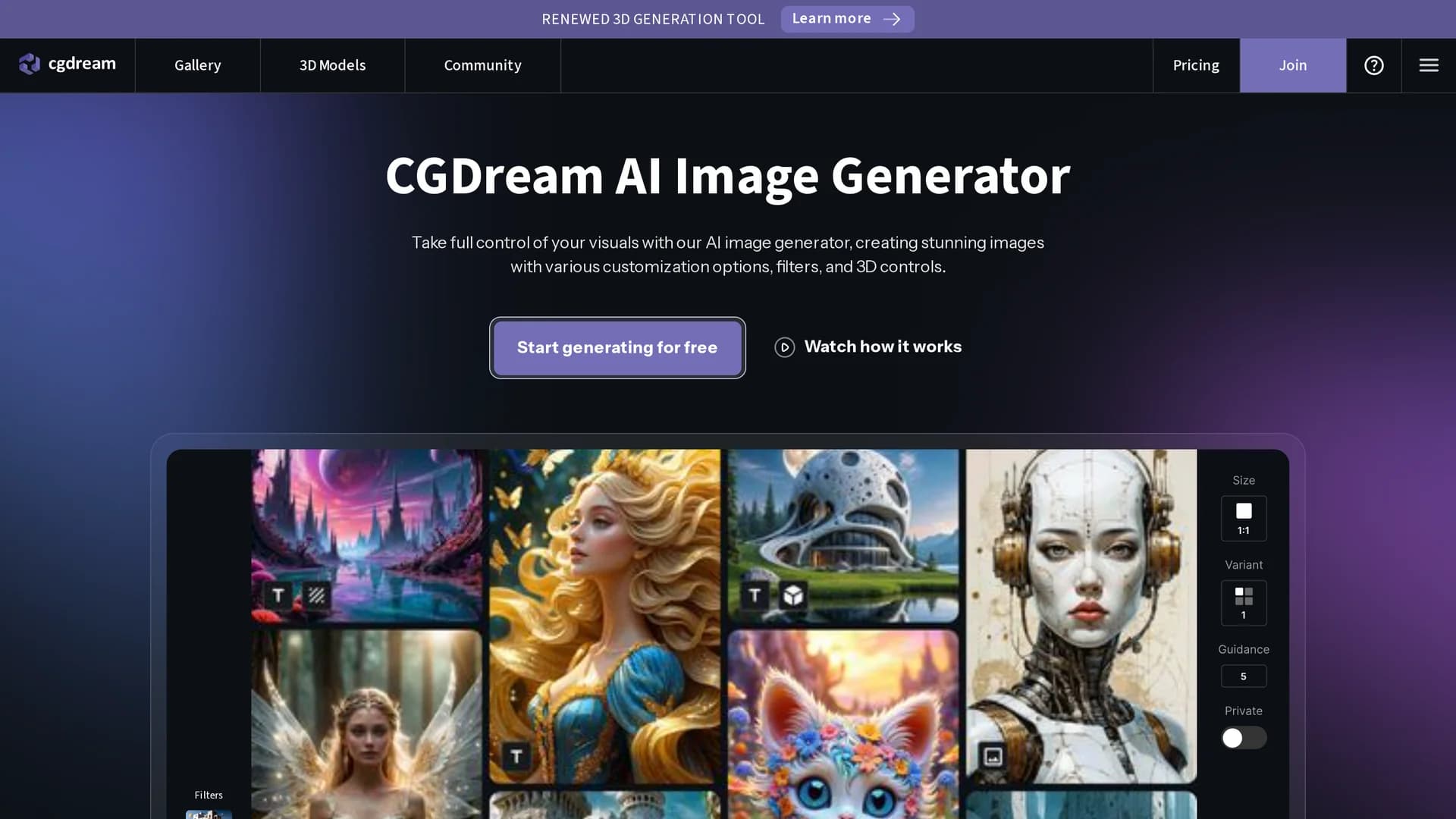 cgdream-ai homepage