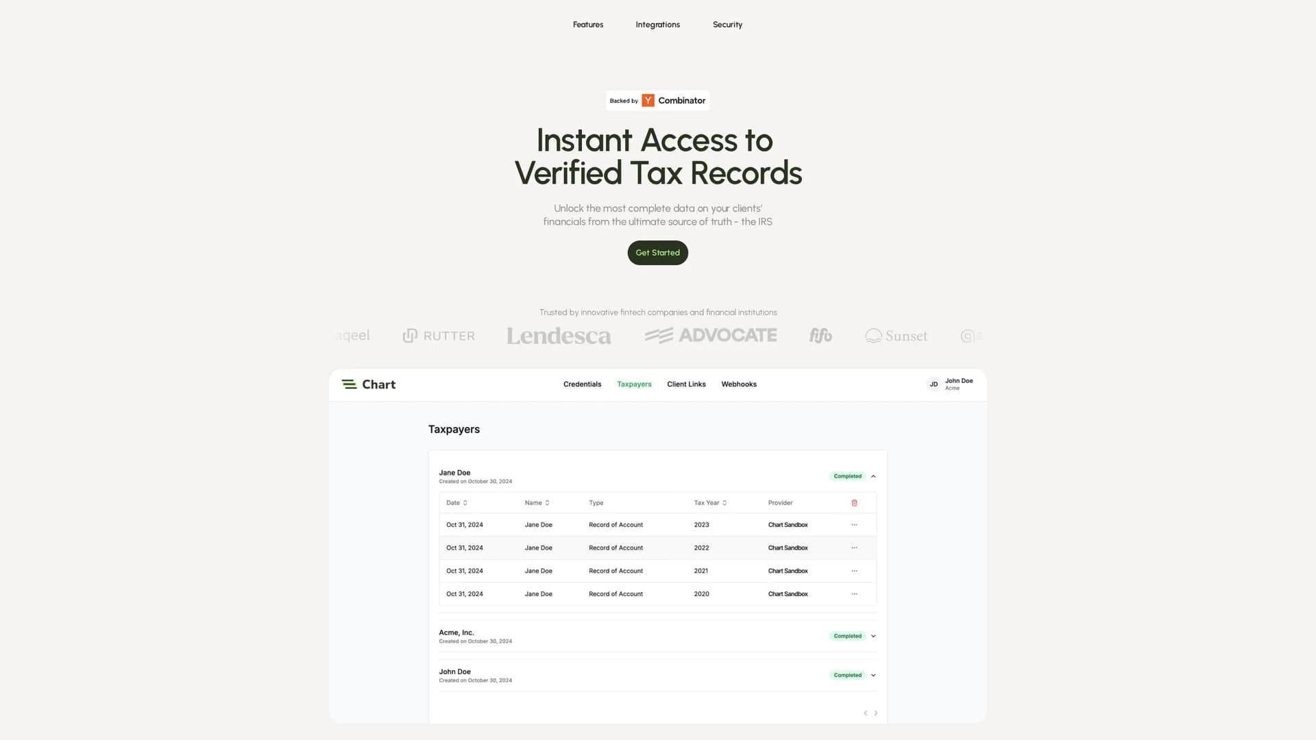 chart homepage
