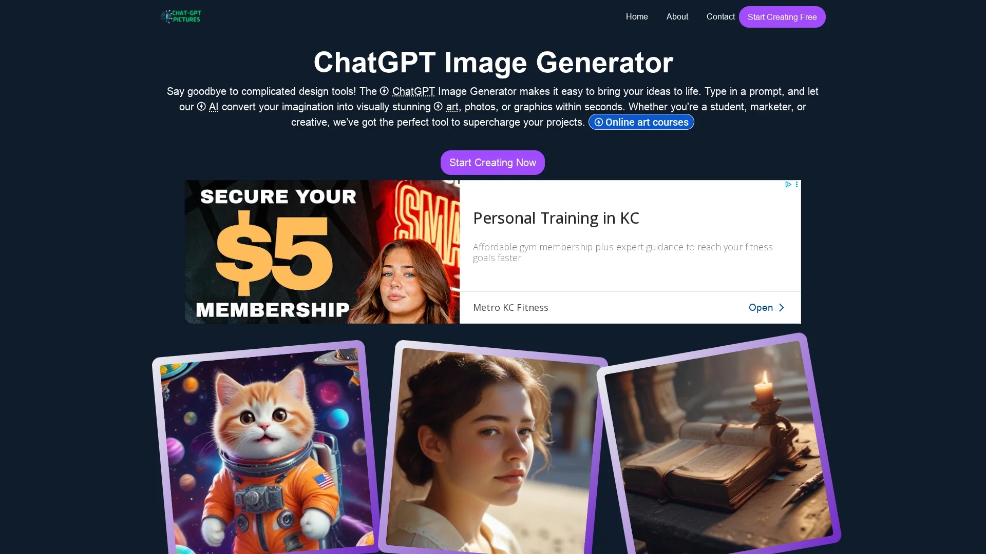 chat-gpt-pictures homepage
