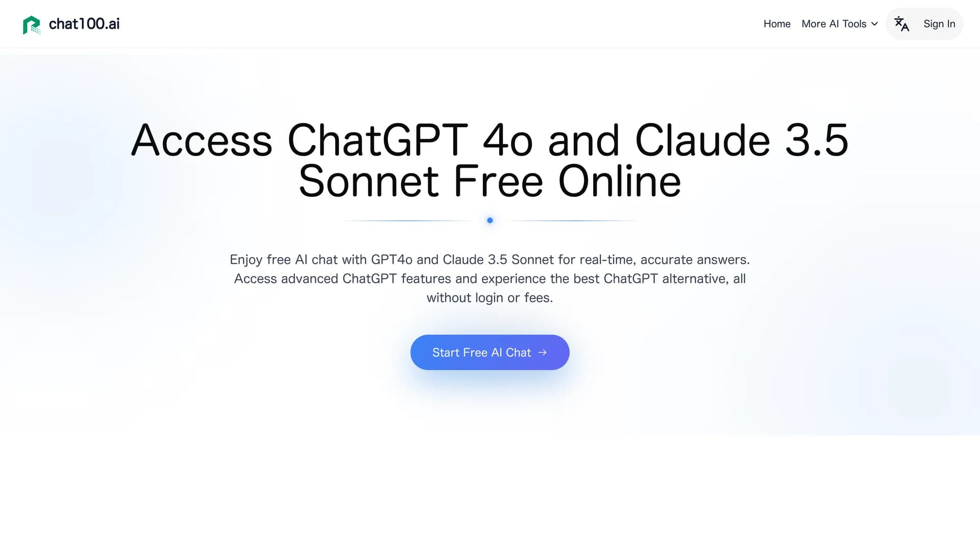 chat100-ai homepage