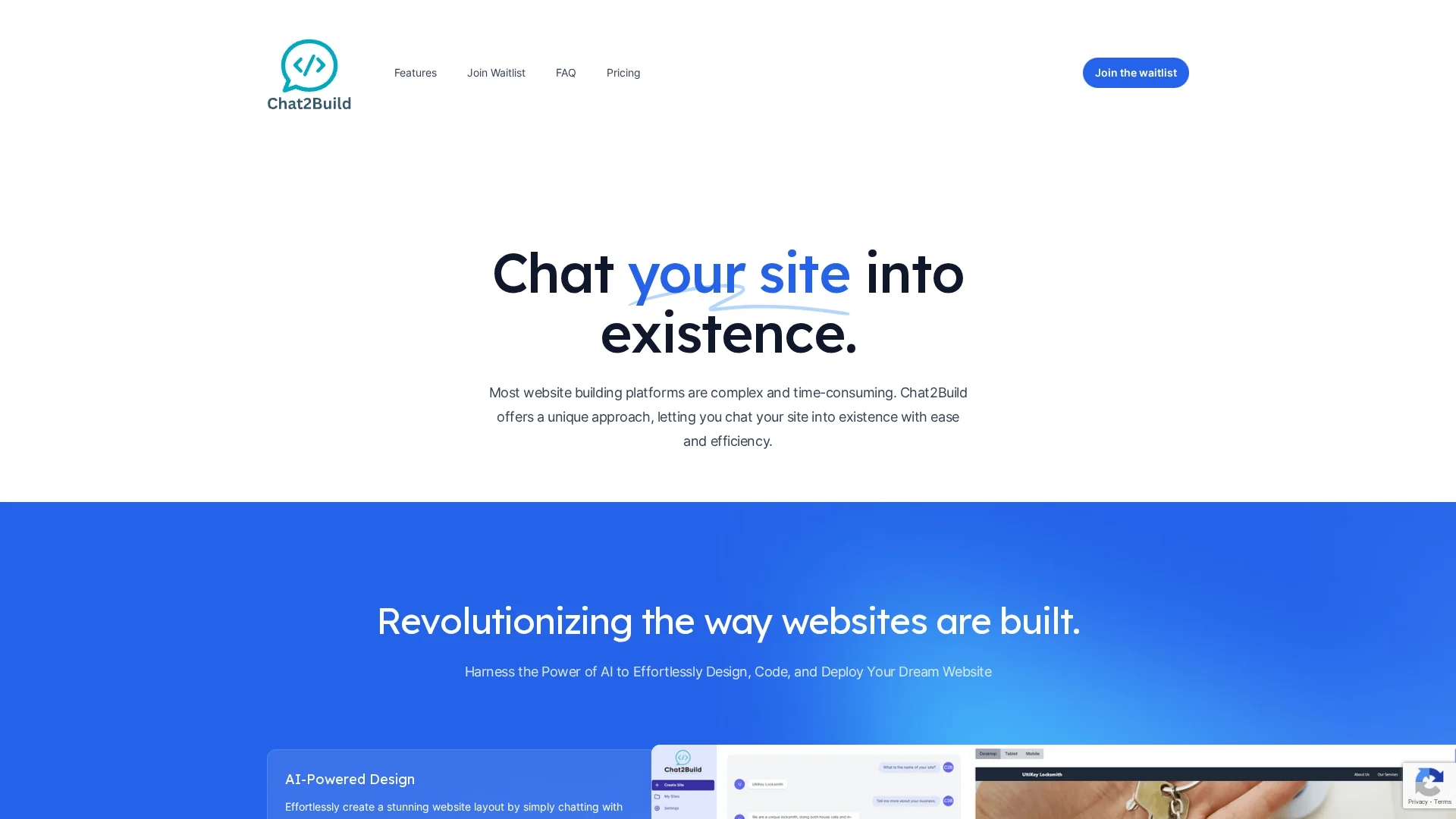 chat2build homepage
